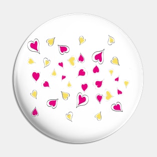 Pink and Yellow Hearts Pin