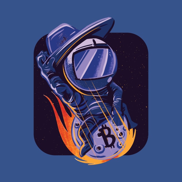 Funny Crypto Astronaut Riding Bidcoin to the Moon by Popculture Tee Collection