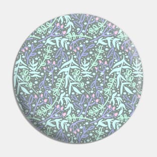 Botanicals and Dots - Hand Drawn Design - Pastel Purple, Green, Blue, and Pink Pin