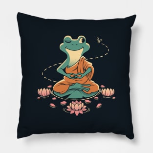 Meditation Frog by Tobe Fonseca Pillow