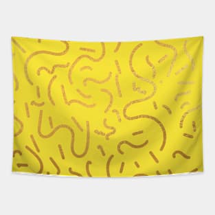 Yellow Gold colored abstract lines pattern Tapestry