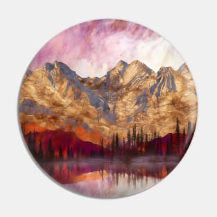 Golden Textured Mountain Lake Reflecting Pink Skies Pin