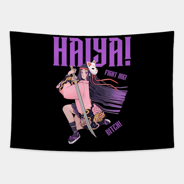 Haiya Anime Girl Tapestry by Riel