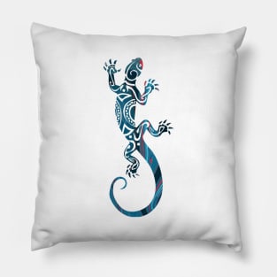 Ornate Gecko Colorful Lizard Illustration Pillow