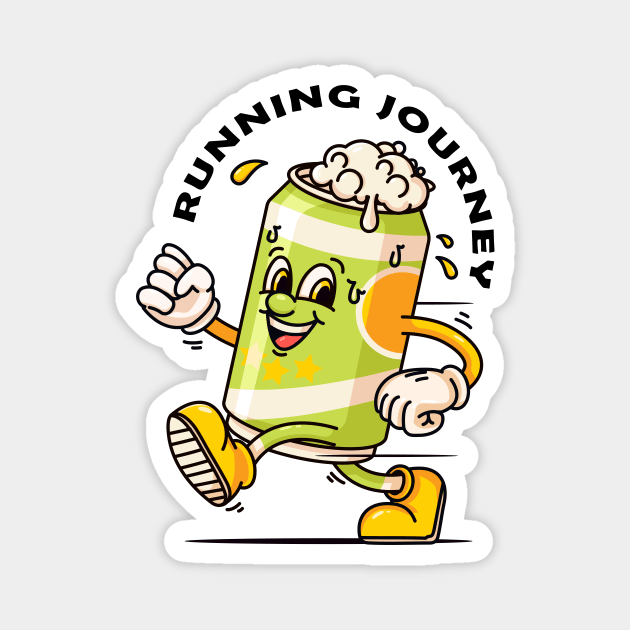 Running beer can cartoon mascot Magnet by Vyndesign