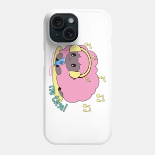 Cute pink sheep listening to music Phone Case