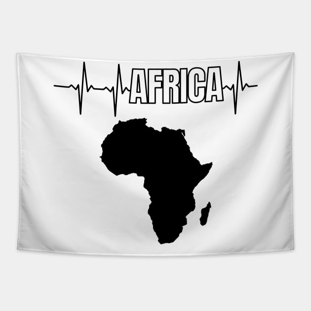 Africa Heartbeat, Continent of Africa Tapestry by UrbanLifeApparel