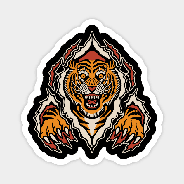 Tiger Traditional tattoo Magnet by Abrom Rose