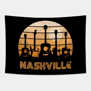 Retro Sunset Nashville Guitars Tapestry