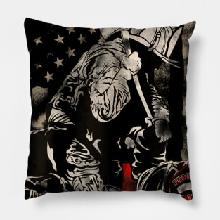 firefighter american flag Pillow