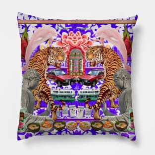 Tigers & Pink Dolphins Bright Purple - Retro Hong Kong Pillow