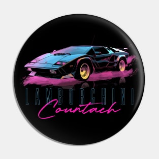 Lamborghini Countach -- Vaporwave Aesthetic Design Pin