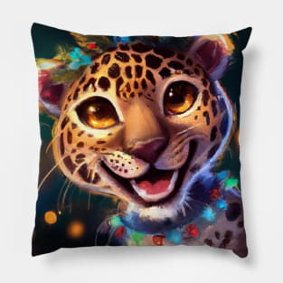 Cute Leopard Drawing Pillow