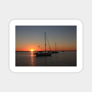 Sailboats at sunset Magnet