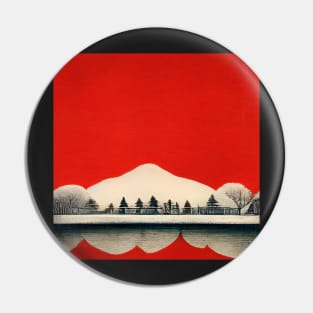 Red sky and Snow Japanese Chiyogami Pattern Pin