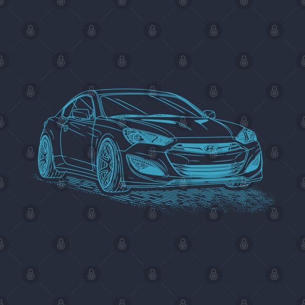 Hyundai Genesis Coupe Lineart Blueprint by Guyvit