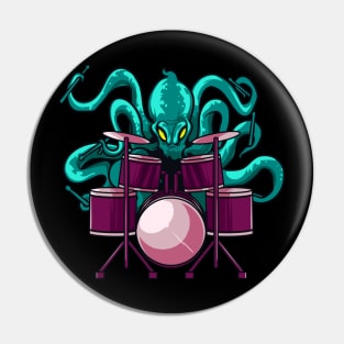 Funny Octopus Playing Drums Drummer kit Gifts For Drummers Pin