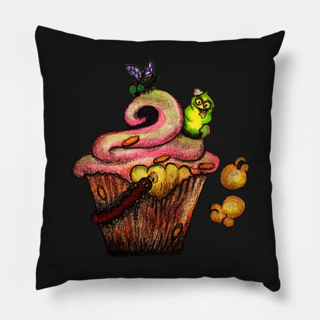 Insects Eating Carnival Scraps Pillow by 1Redbublppasswo