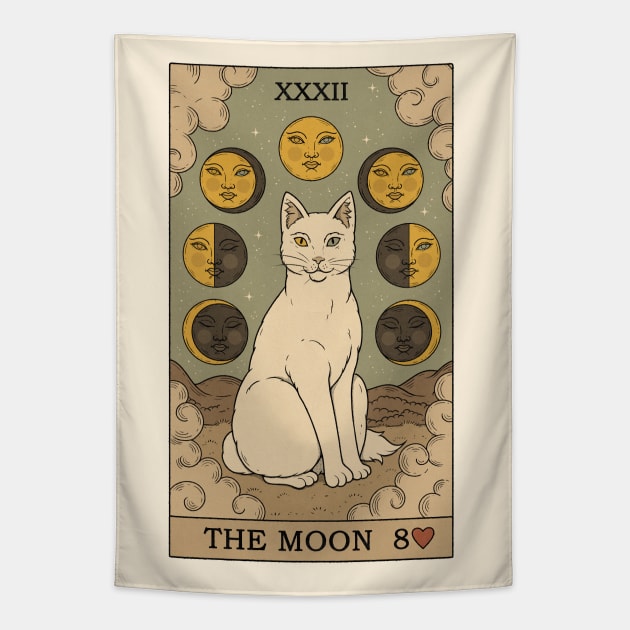 The Moon - Cats Tarot Tapestry by thiagocorrea