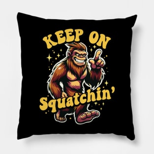 Gone Squatchin' Retro Bigfoot Hunter Graphic Pillow