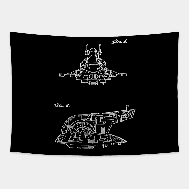 Toy Spaceship Vintage Patent Drawing Tapestry by TheYoungDesigns