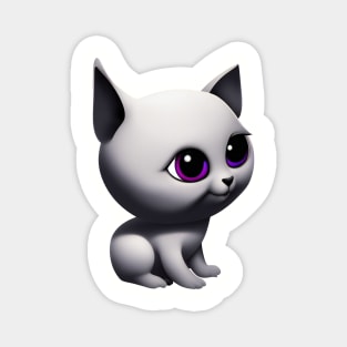 White cute kittten with purple eyes Magnet