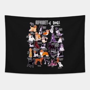 Types of dogs alphabet a-z abc dog identification dog lover Tapestry