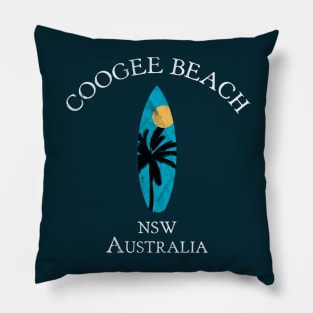 Coogee Beach Sydney Australia NSW Vintage Surfboard Pillow