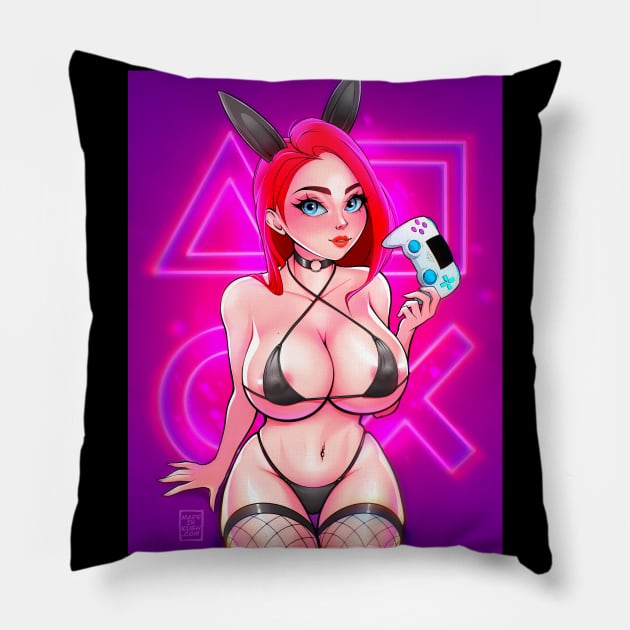 Hot Bunny Gamer Girl Pillow by Made In Kush