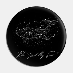 Black White Illustration Star Constellation Whale Pin