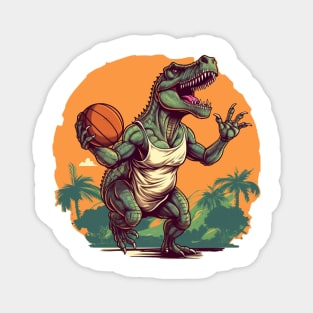 Basketball Dino T-Rex Humor Graphic Magnet