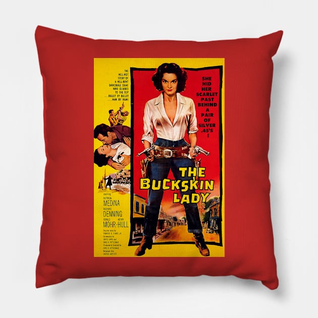 Classic Western Movie Poster - The Buckskin Lady Pillow by Starbase79