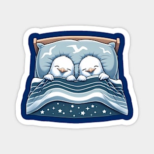 Cute Sea Gulls Sleeping In Bed Together Magnet