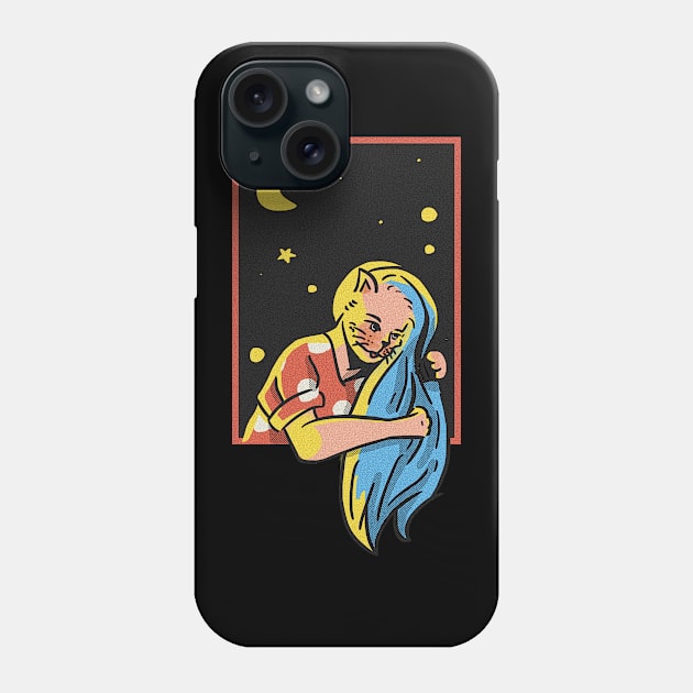 Cat Face Princess In Tower Phone Case by Translucia