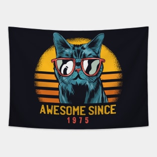 Retro Cool Cat Awesome Since 1975 // Awesome Cattitude Cat Lover Tapestry