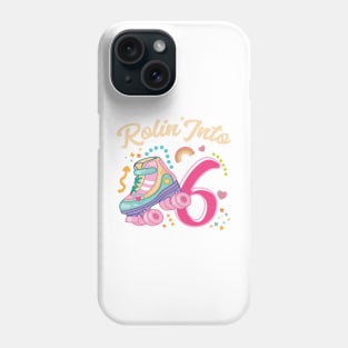 Roller Skate Groovy 6th Birthday Girls B-day Gift For Kids Girls toddlers Phone Case