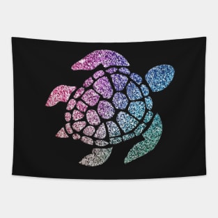 Rainbow Ombre Faux Glitter Turtle Tapestry