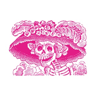 Calavera Catrina | Dia De Los Muertos | Day of the Dead | Skulls | Skeletons | Sugar Skulls | Hot Pink | T-Shirt