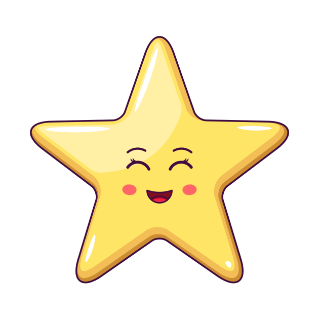 Cartoon Kawaii Golden Star with Smiling Eyes by DmitryMayer