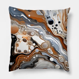 Monochrome with Autumn Hues Abstract Pillow