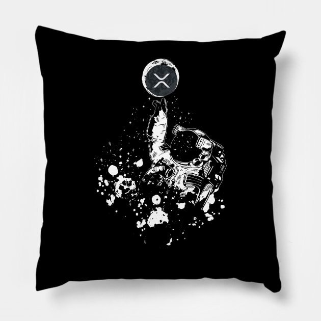 XRP Cryptocurrency Blockchain Tech Astronaut XRP To The Moon Pillow by UNDERGROUNDROOTS