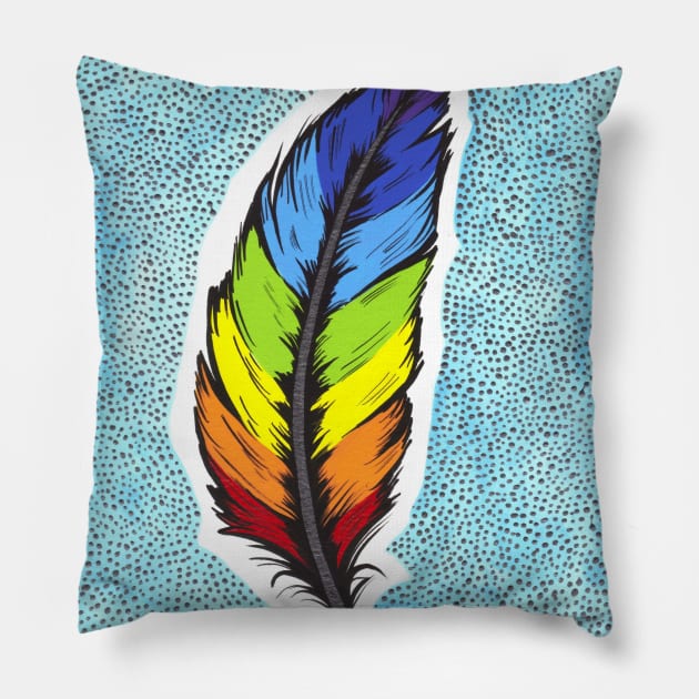 Rainbow Feather Pillow by turddemon