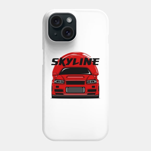 Red Skyline R34 Phone Case by GoldenTuners