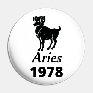 Black Aries Zodiac 1978 Pin