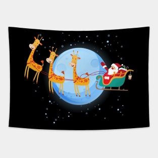 Santa Claus Riding giraffe Tapestry