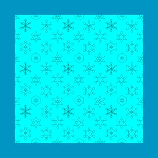 Assorted Snowflakes on Cyan T-Shirt