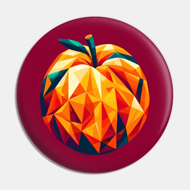 Geometric Apricot: Low-Poly Fruit Art Pin by AmandaOlsenDesigns