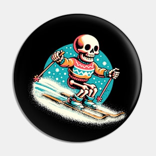 Skeleton Skiing Pin