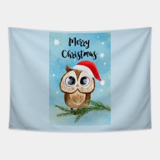 Watercolo Christmas Owl Tapestry
