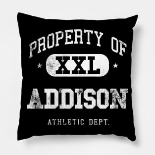 Addison Vintage Retro Distressed College Property Athletic Pillow